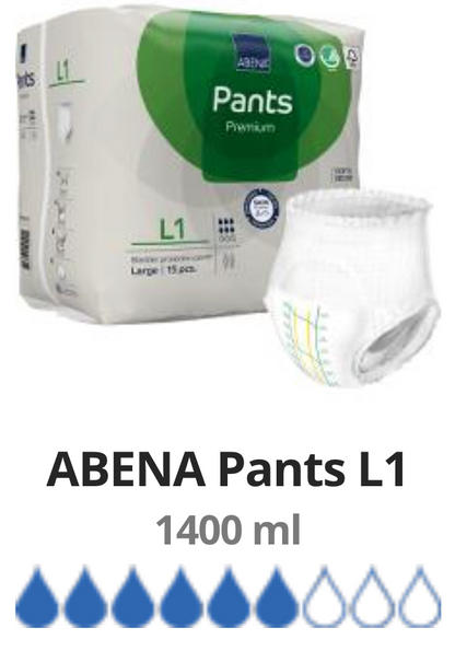 15 Couches Culotte pour adulte Abena  Premiun Taille L1 (100 - 140 cm)