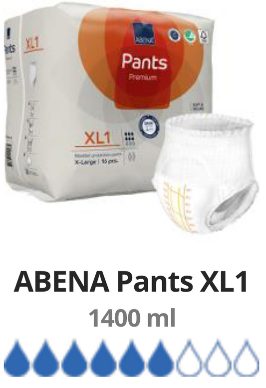 16 Couches Culotte pour adulte Abena Premiun Taille XL1 (130 -170cm)